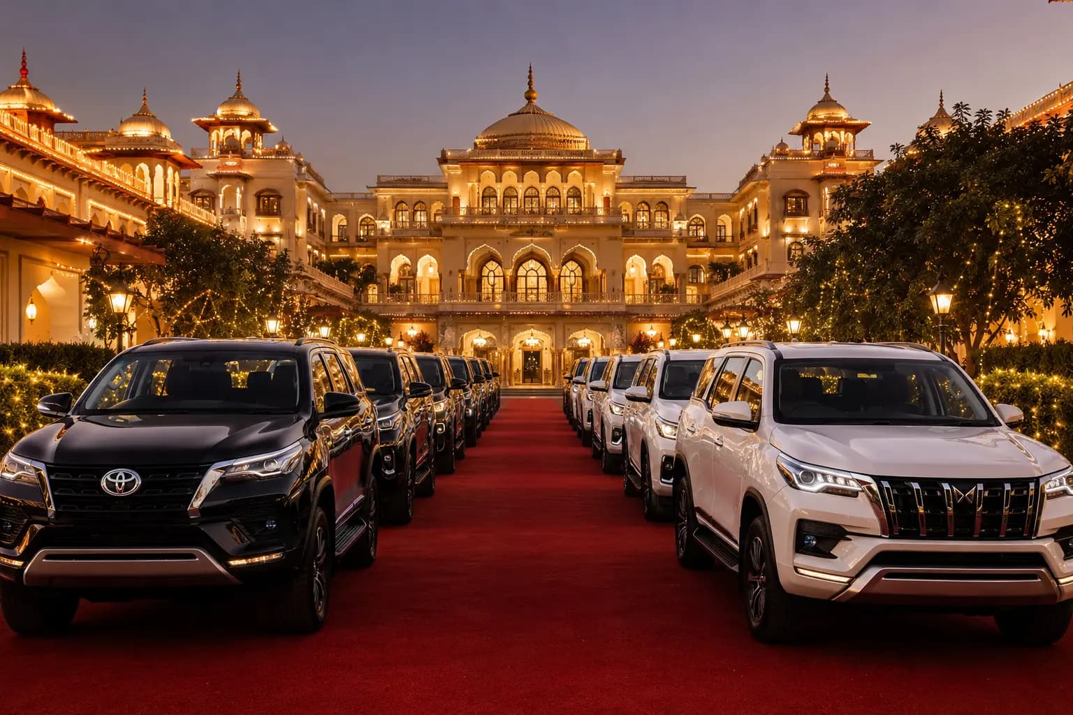 Jaipur Destination Wedding Car Rental: Baraat Convoy, Luxury Sedans & 7-Seater Guest Shuttles